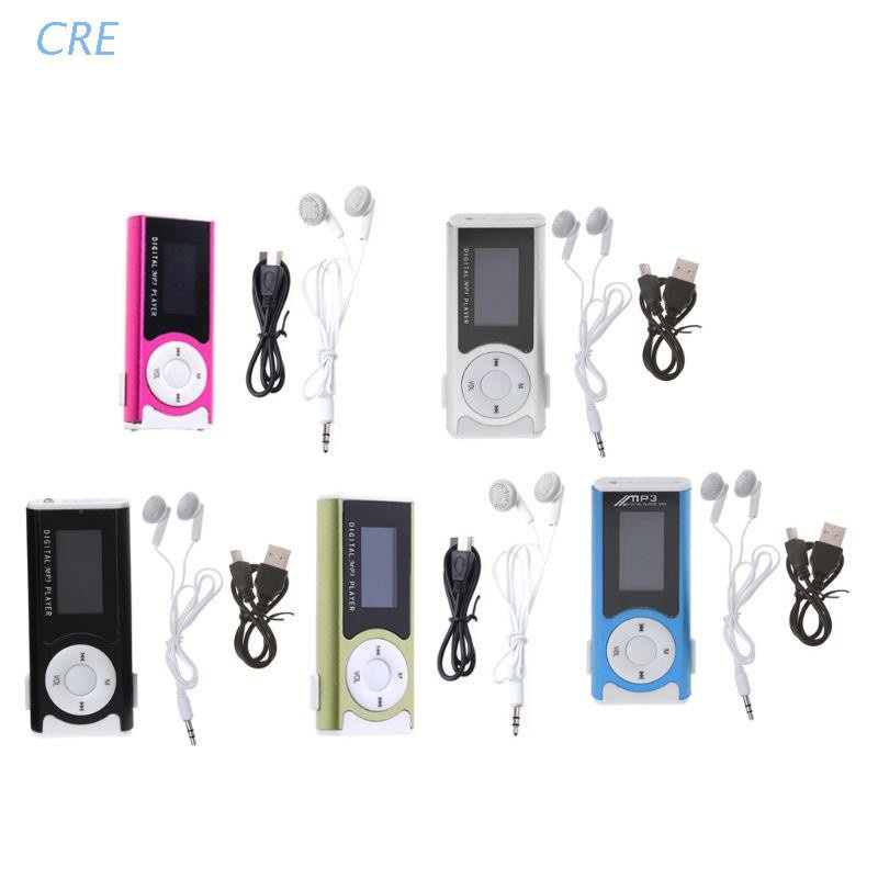 Cre Mp3 Player Digital Mini Usb 32gb Layar Lcd Bahan Aluminum Dengan Klip Kartu Micro Sd Tf