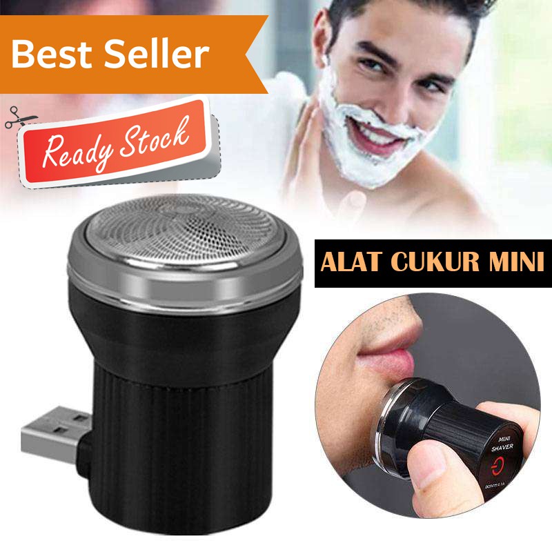 Alat Cukur Jenggot Mini Elektrik Portable USB Rechargeable Cukuran Pria Kumis Bisa Dicas Kecil