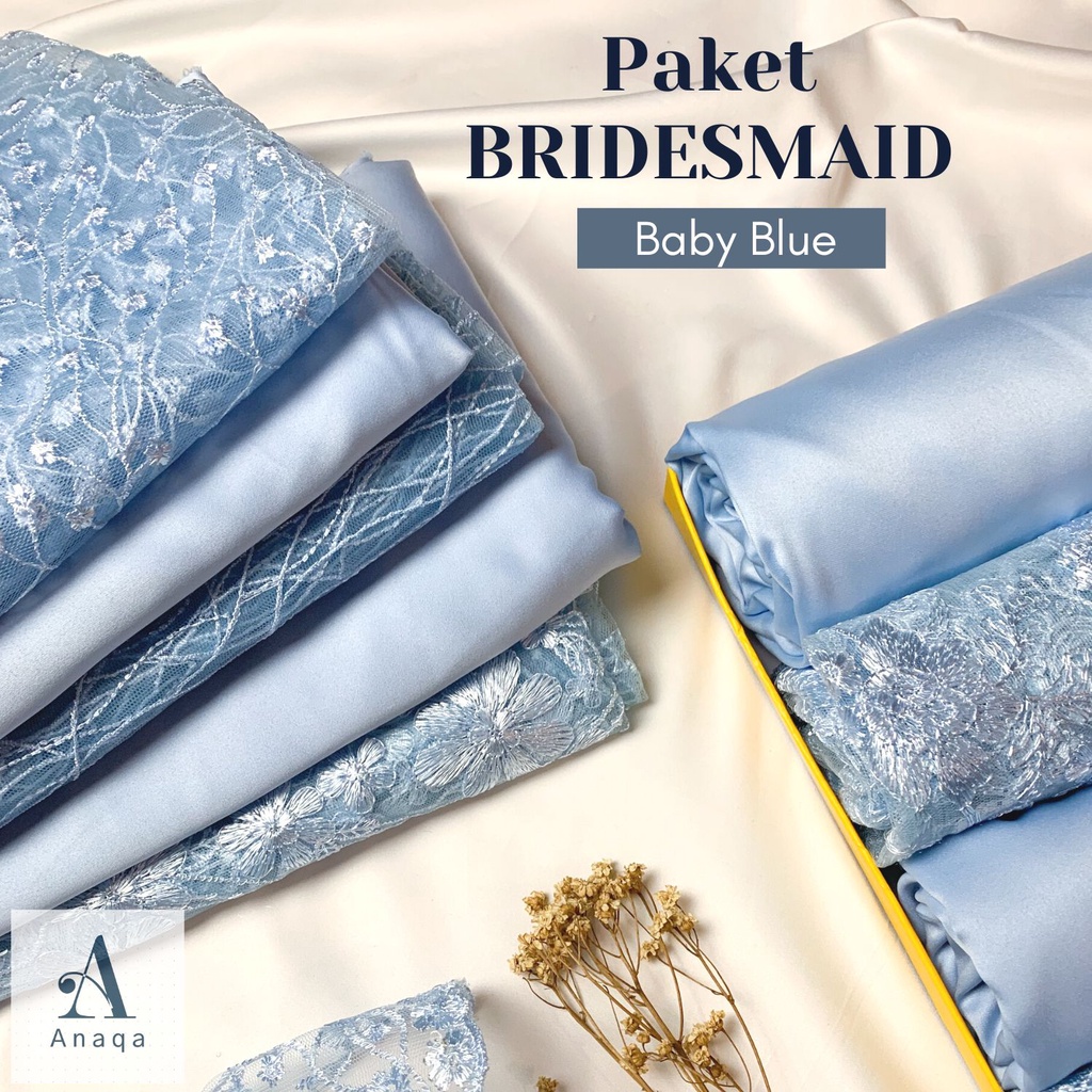 Paket Kain BRIDESMAID PREMIUM // Lamaran // Seragaman Keluarga // Wisuda Lengkap Satin Kebaya Brokat Warna Baby Blue