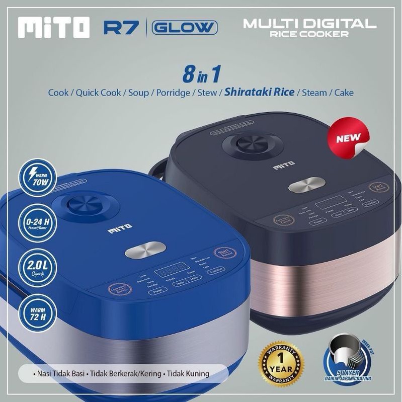 Penanak Nasi / Multi Digital Rice Cooker Mito R7 Glow 8in1 2L