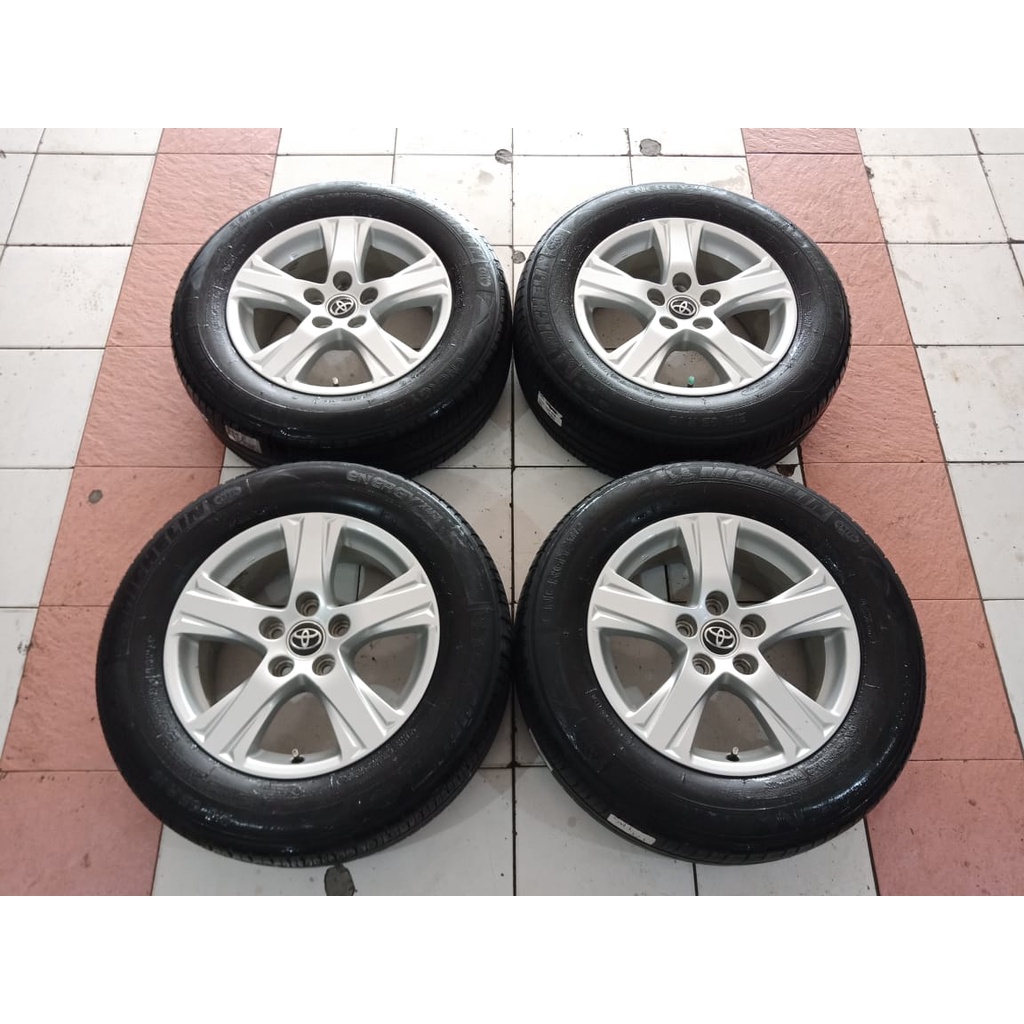 velg mobil murah di pekan baru ring 16x6,5 oem original alphard seken plus ban 215 65 r16 merk miche