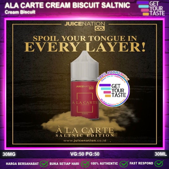 Liquid A La Carte Cream Biscuit Salt Nic 30ML Ala Carte Saltnic by Juicenation Company