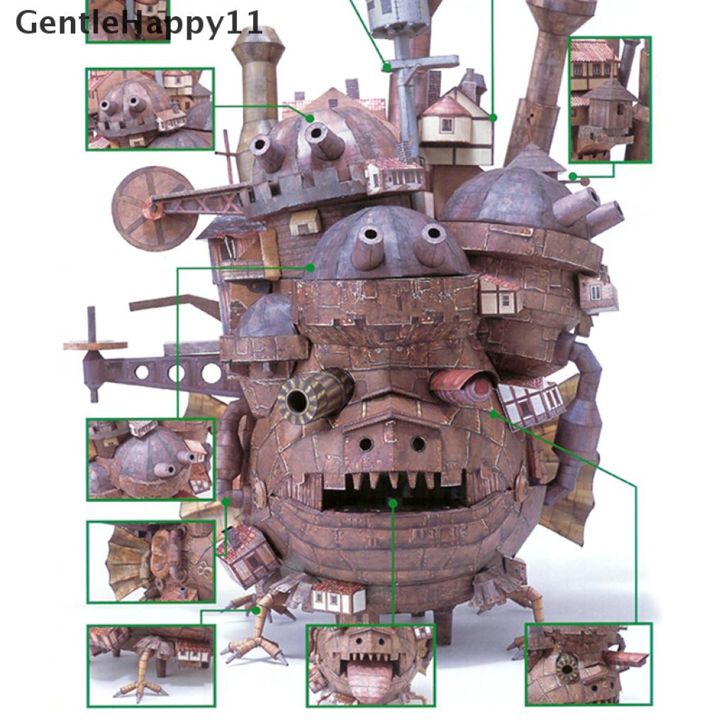 Gentlehappy Mainan Rakitan Model Kastil Howl 's Moving Castle 3D DIY Bahan Kertas