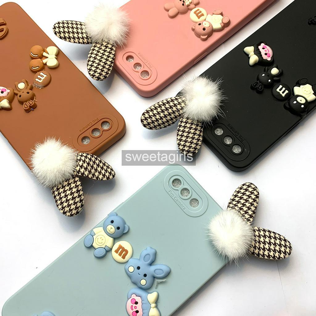 Softcase Candy dengan Boneka 3D untuk Oppo A3s - Sweetacase.id - Casing Lucu - Kesing Cewek - Casing Lembut - Case Bening - Lucu - Gemoy Transparan Bumper