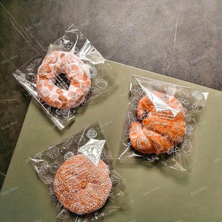 Plastik OPP ROTI MOTIF - 23x27 - roti sobek - donat - bakery - seal - croisant - pizza - makanan