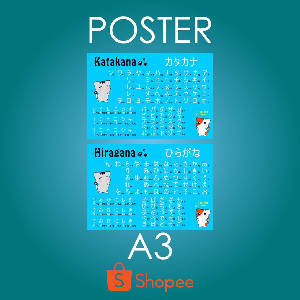 Poster Hiragana Dan Katakana Shopee Indonesia