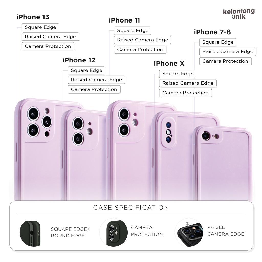 (Seri 2) For iPhone - Glossy Campro Soft Case + Marble Chain Grip/ Chain Case Rantai