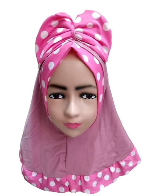 Jilbab Bayi Anak Pita Lucu Kerudung Bayi Anak Polka J16