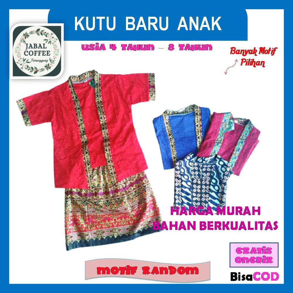 Set Kebaya Anak Anak Perempuan Murah Katun / Setelan Batik Kutu Baru Anak Usia 4 Tahun - 8 Tahun J14