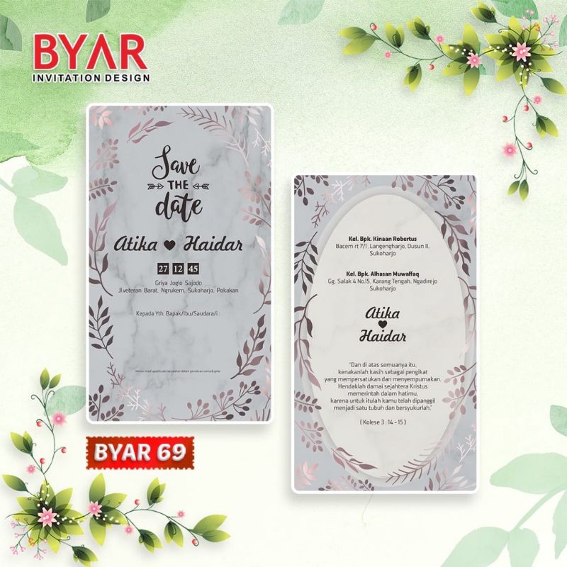 COD CETAK UNDANGAN NIKAH BYAR 69 MINIMAL ORDER 50 PCS (PERNIKAHAN / KHITAN)