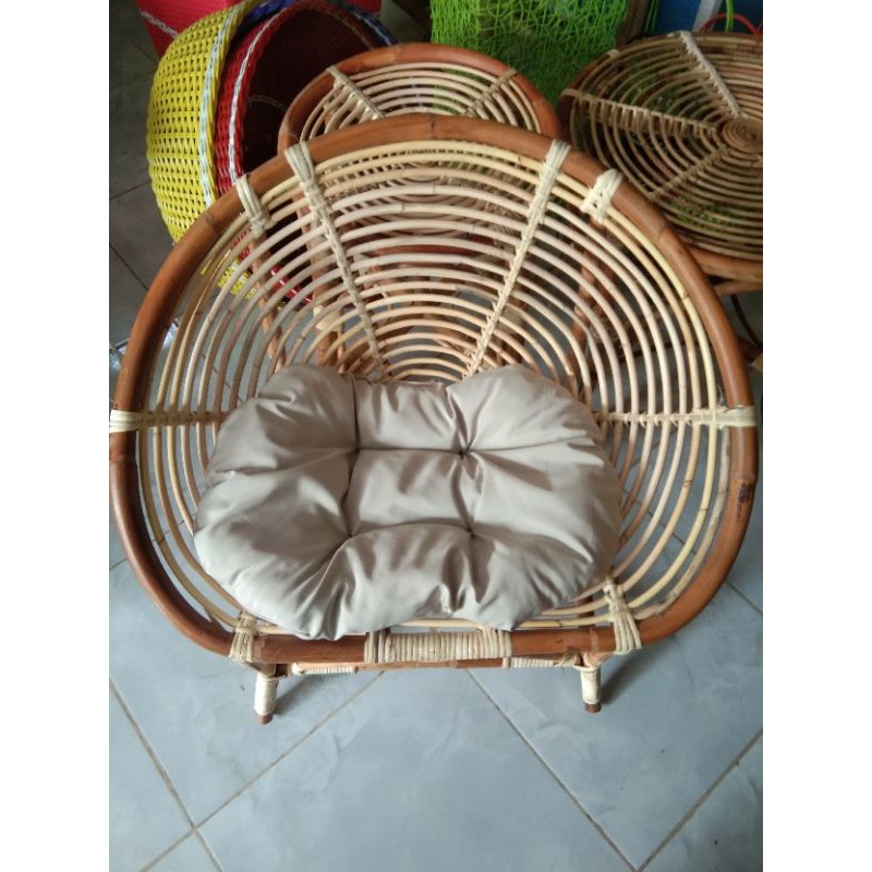 KURSI KEONG ROTAN ALAMI SEDANG | KURSI TERAS | KURSI SANTAI | GRATIS BANTAL