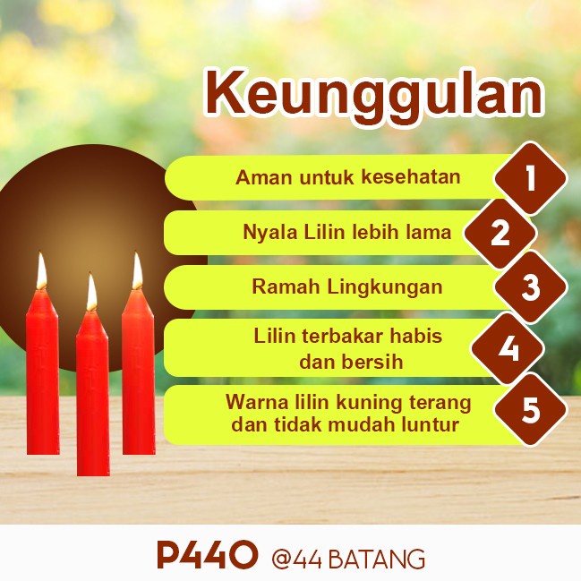 Lilin Batang Sembahyang Sukhavati P440 Merah