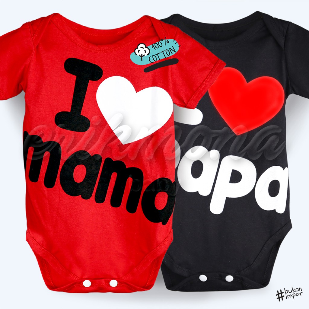 baju bayi baju anak jumper bayi mama papa merah hitam sepasang 2pc