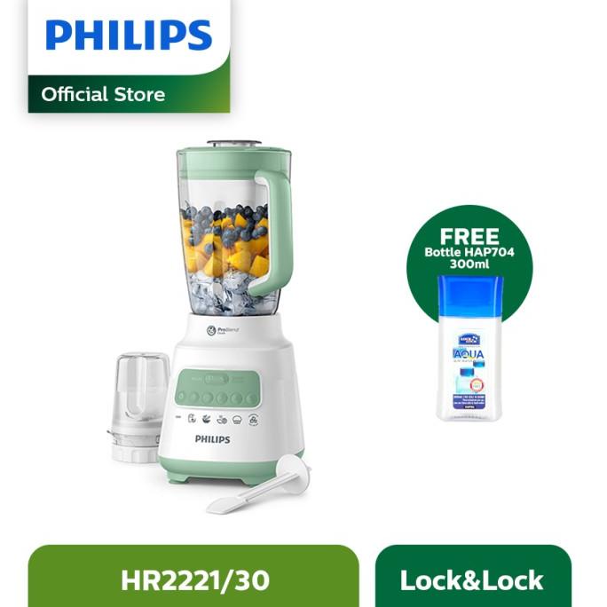 Philips Blender Plastik 2L HR2221/30 - Hijau Free Lock n Lock Bottle -Alat Dapur