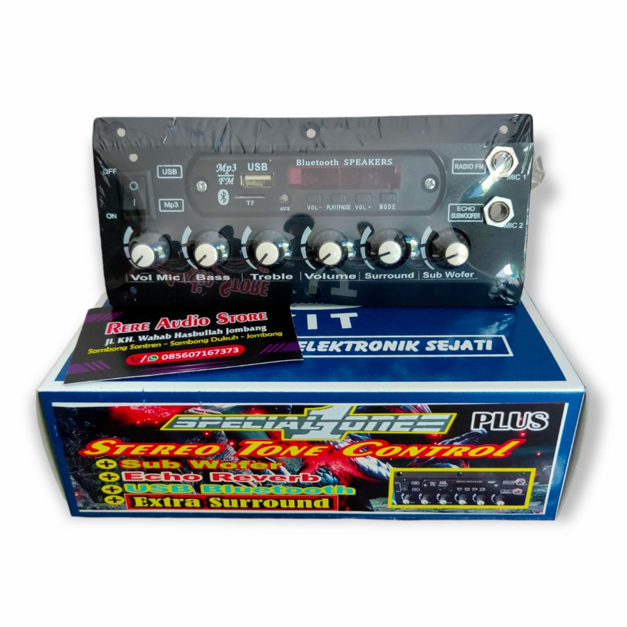 Kit Aktif Tone Control + MP3 Bluetooth ECHO 2mic Karaoke with surround