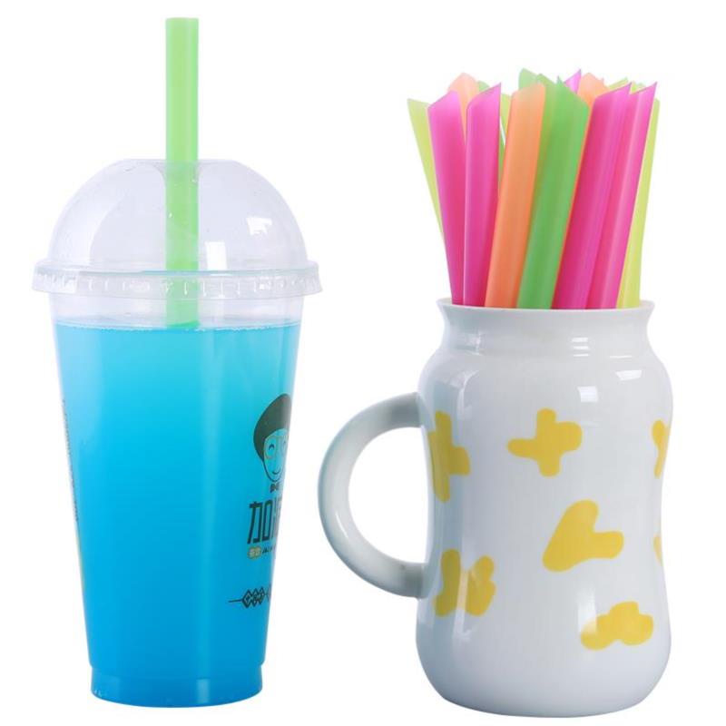 100 Pcs Sedotan Minum Milkshake Bahan Plastik Sekali Pakai Ukuran Besar