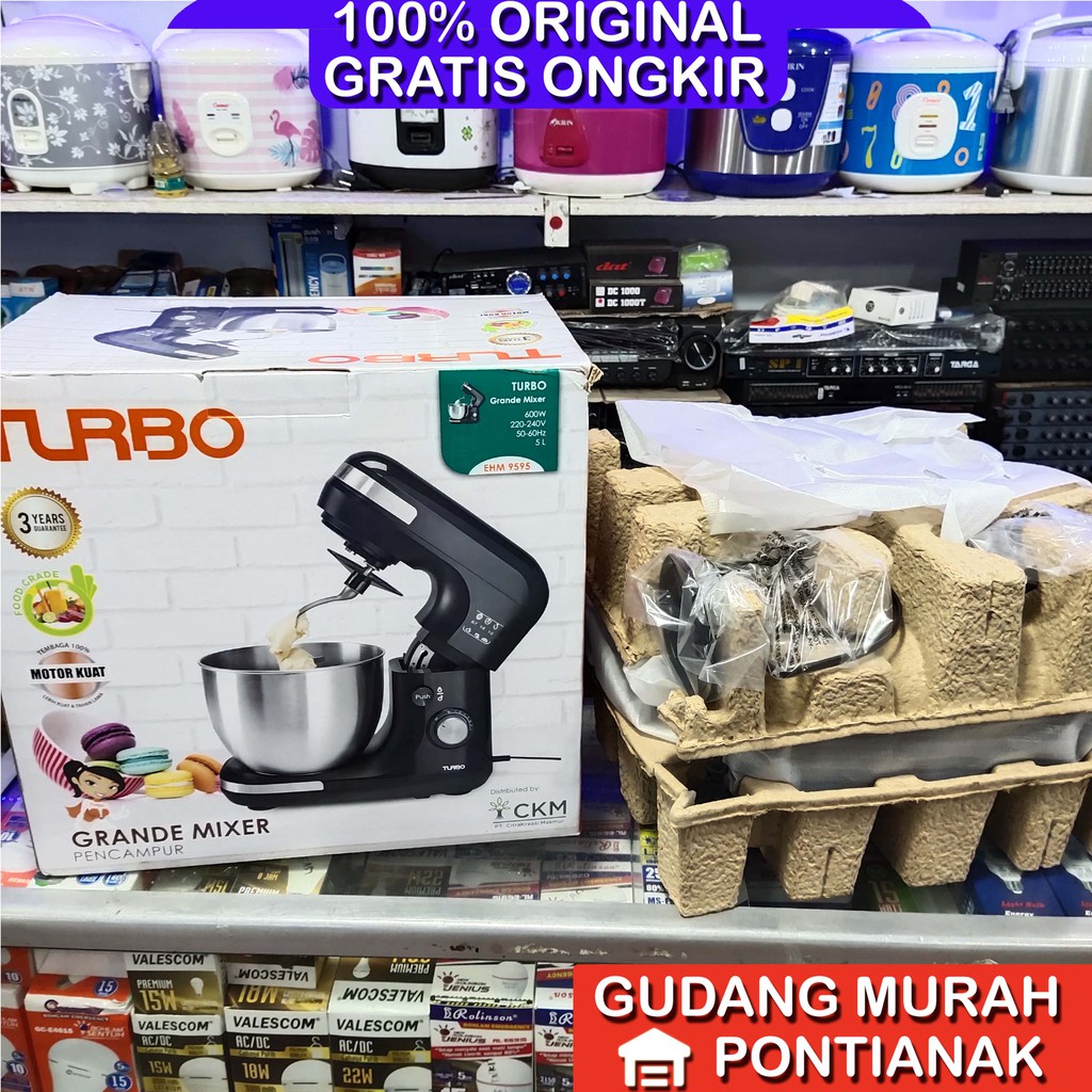 Mixer TURBO Grande EHM 9595 Jumbo size 5 Liter Pengaduk pencampur adonan kue kuat