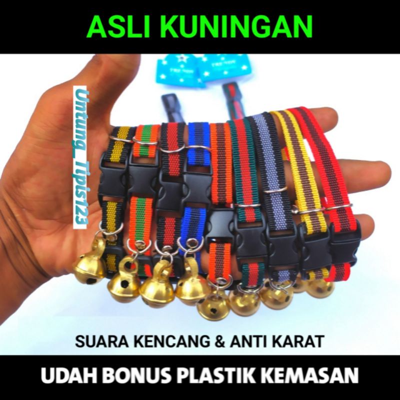 kalung katun lonceng kuningan premium kalung kucing  kelinci musang anjing kalung tali katun buat hewan