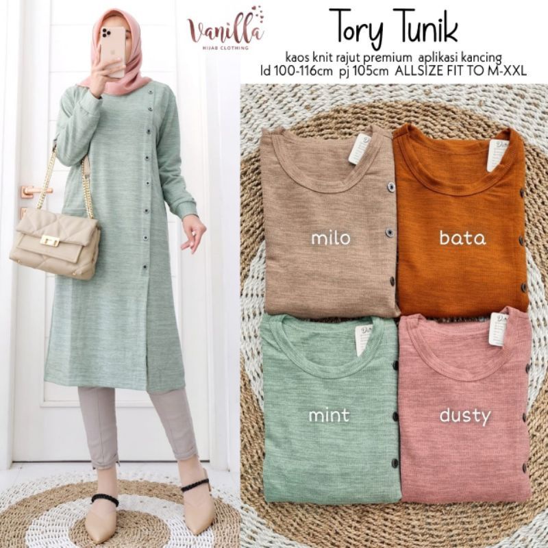 Tory Tunik - Tunik Kaos Knit Rajut LD100+ / Kantong depan / R.28 - 271