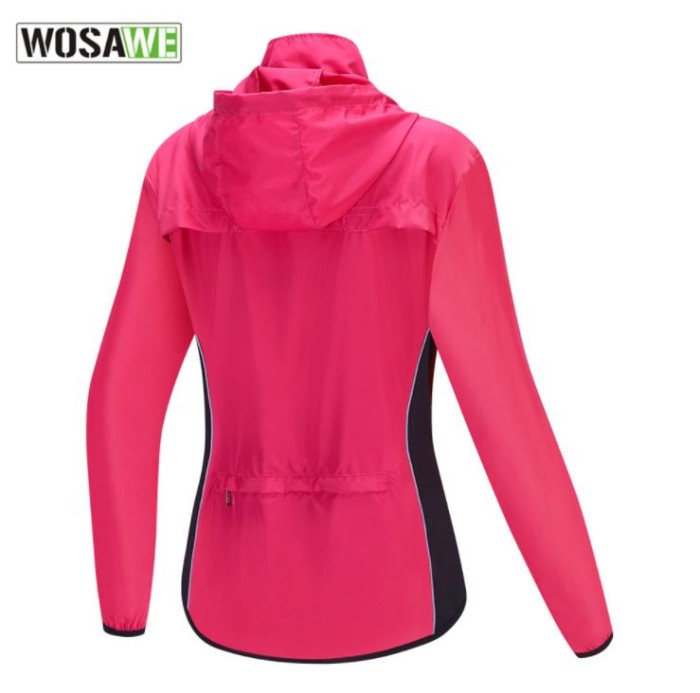 Jaket Lengan Panjang sepeda Wanita Hoodie windproof WOSAWE BL249-R