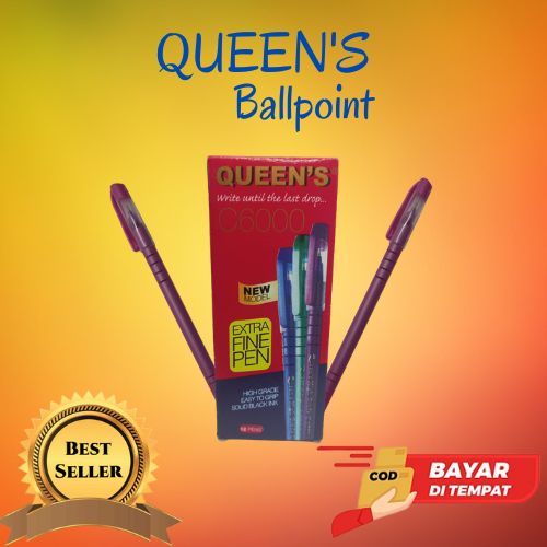 

Ballpoint - Bolpen - Pulpen - Ballpoint Hitam - Bolpen Hitam - Pulpen Hitam - Ballpoint Queen's C6000 Tinta Hitam