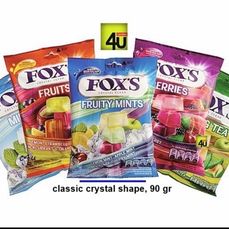 

Foxs permen Varian rasa Mints ,fruity, Berries dan fruitymints 90gr