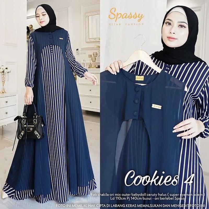 Baju Gamis Wanita Remaja Casual Ootd Kampus Quality Time Healing Liburan Santai Set Cardigan Putih P