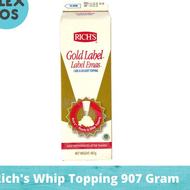 

♟ Rich's Gold Label 907 Gram Rich Whip Whipping Cream Topping Non Dairy ☈