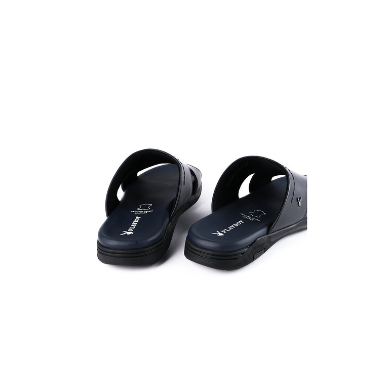 SANDAL SLIDE KULIT PLAYBOY PRIA ORIGINAL CASUAL BRANDED BIRU NAVY PL32