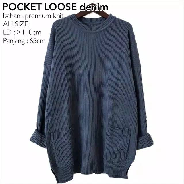 Sweater Pocket LOOSE Saku l Sweater Rajut l Pakaian Rajut Wanita l Rajut Keren Murah l Rajut Cewek