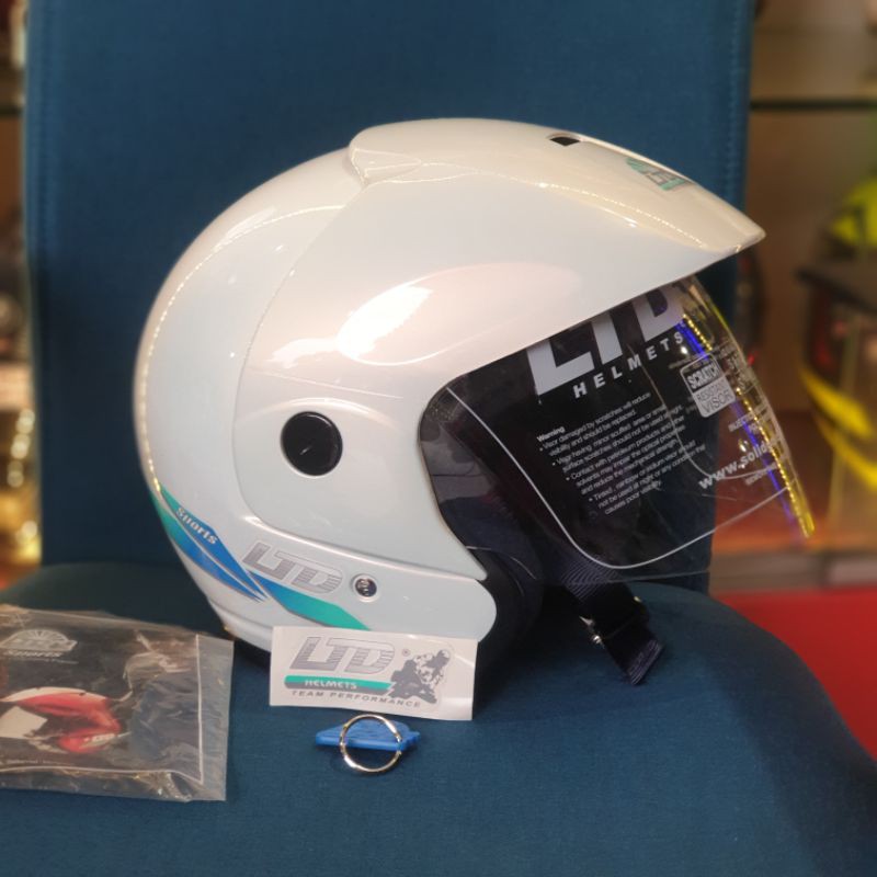 Helm LTD sports putih mutiara ( ongkir 2kg tanpa dus )