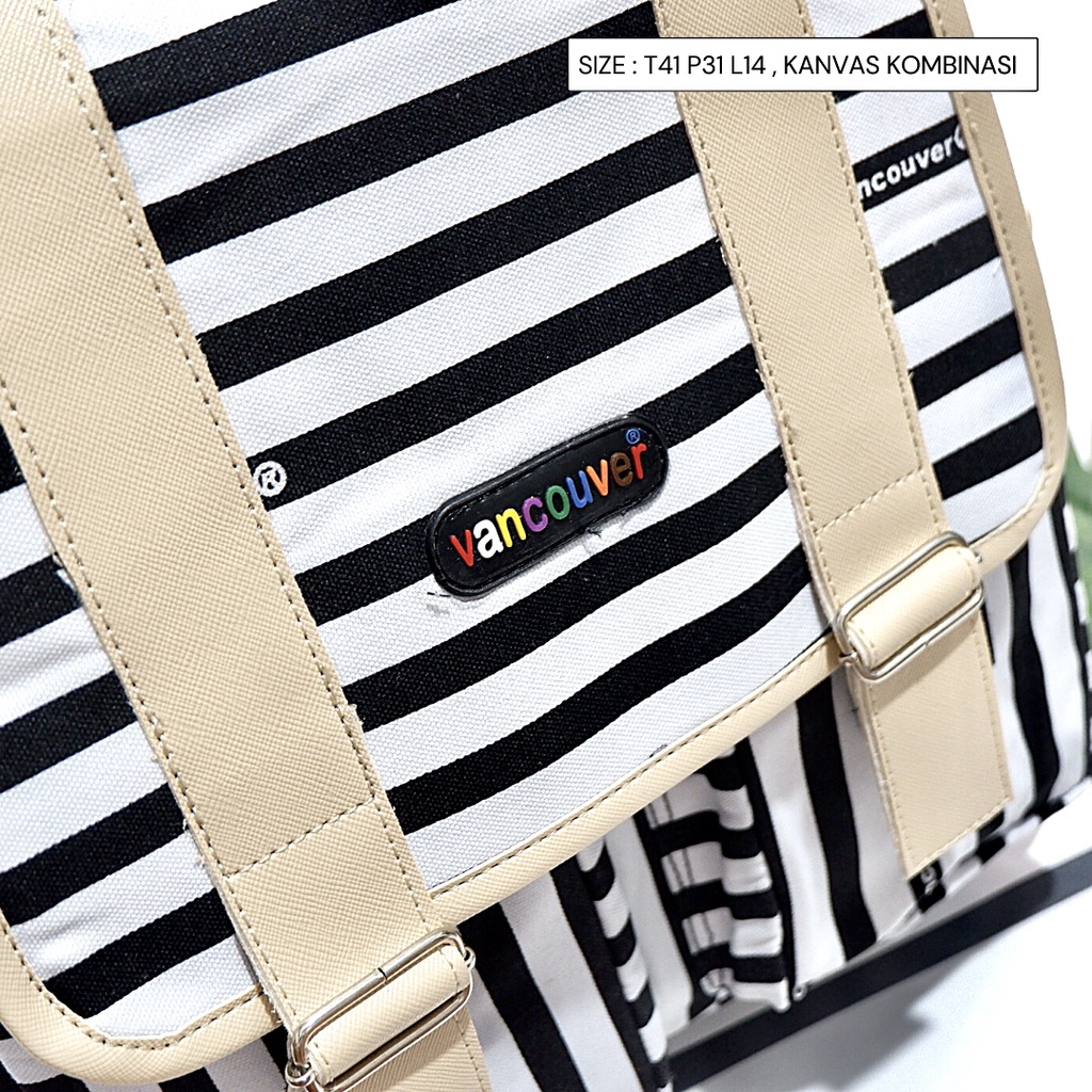 NEW ARRIVAL!! Tas Ransel Wanita Tas Jalan Jalan Tas Ransel wanita motif salur garis garis Tas Lokal Tas Fashion