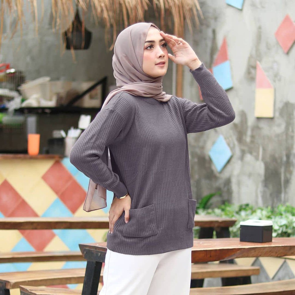 RAJUT MURAH | POCKY SAKU | rajut saku | rajut wanita | sweater rajut