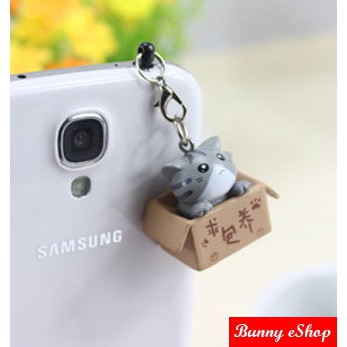 Earphone Jack Plug (Dust Plug) Kucing Dalam Dus - Gray [EJP-0008]