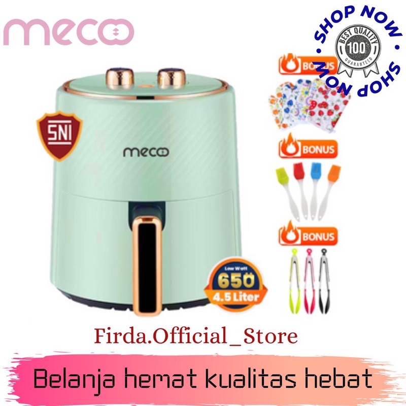 Mecoo Aesthetic New 5.5L Digital 650 Low Watt Air Fryer SNI Hemat Listrik