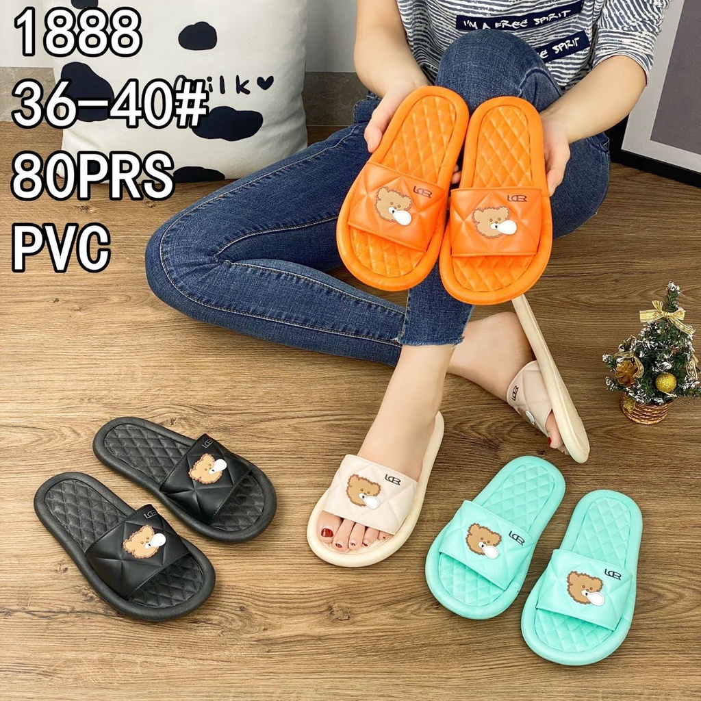 SANDAL SLOP MOTIF BEAR ALAS LEBAR IMPORT LCR 1888