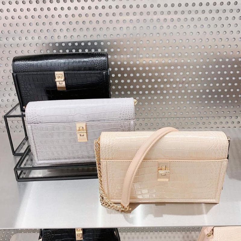 Tas wanita tas selempang tas Pedro Embossed Leather croco Shoulder Bag P 340