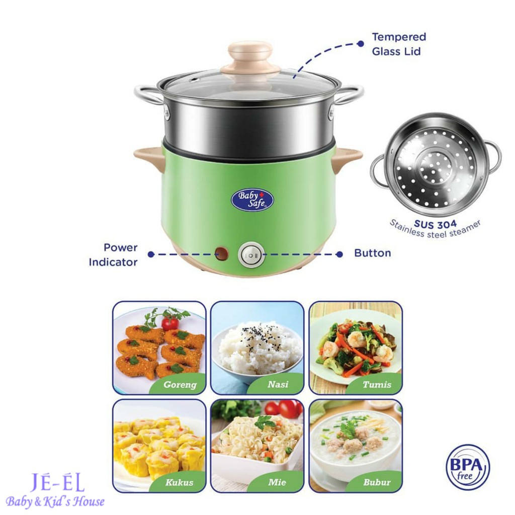 Baby Safe Multi Cooker Steam Boil Fry Mengukus Merebus Menggoreng 1 Ltr LB011