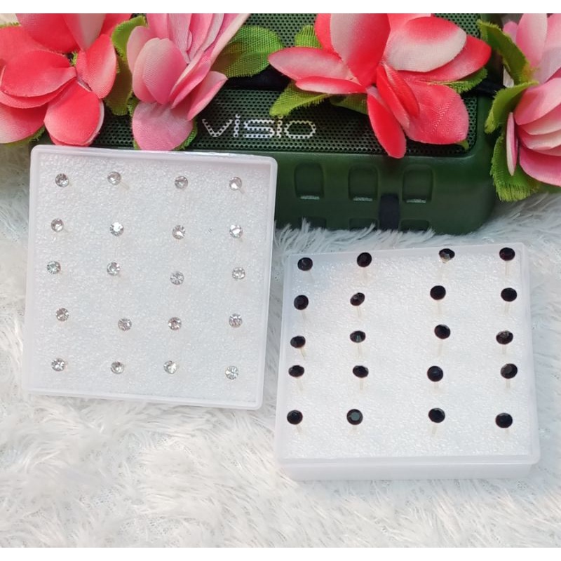 Anting stud, anting tusuk, anting korea, 10 pasang anting  giwang box