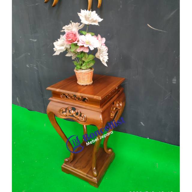 Tempat vas bunga kayu jati asli jepara