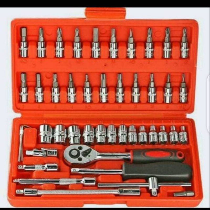 MJ88 COD Kunci SOK 46 PC Set Socket (1/4 &quot;) Full Lengkap Socket Tool kit super murah