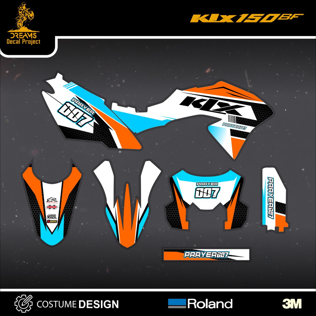 Decal KLX 150 BF White Orange Black