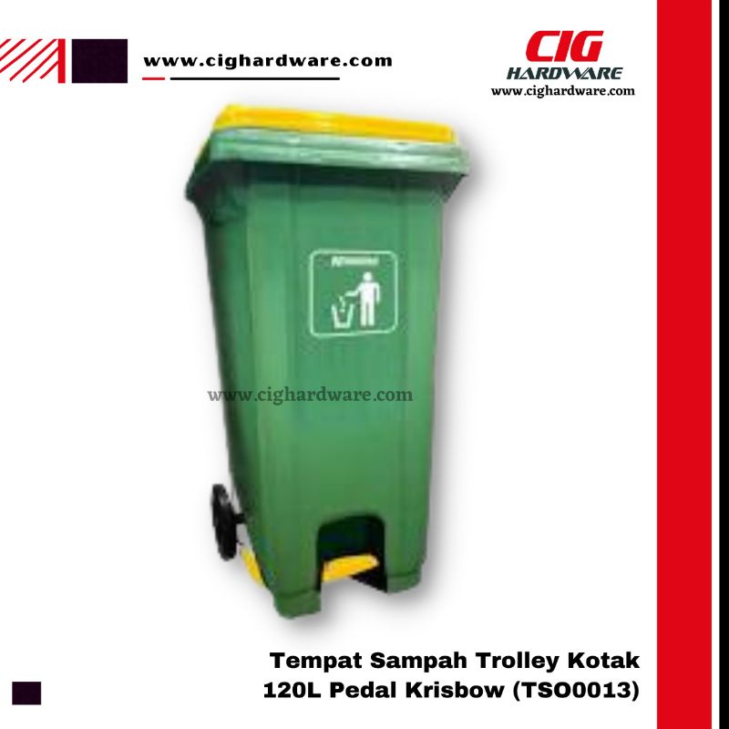 Tempat Sampah Trolley Kotak 120 Liter Pedal Krisbow
