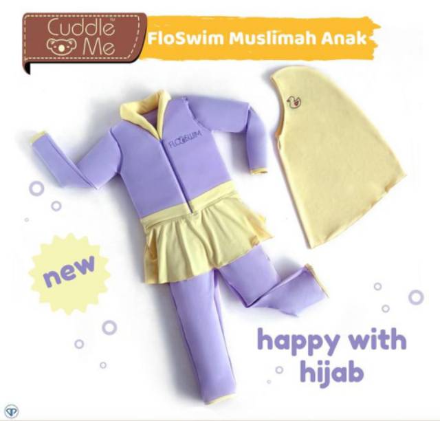 Floswim hijab Muslimah anak baju renang pelampung Free Kacamata Renang