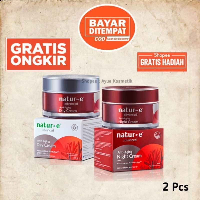 Natur E Advance 4pcs Day Cream Night Cream Skin Balancer Serum Natur E Advanced Anti Aging Shopee Indonesia
