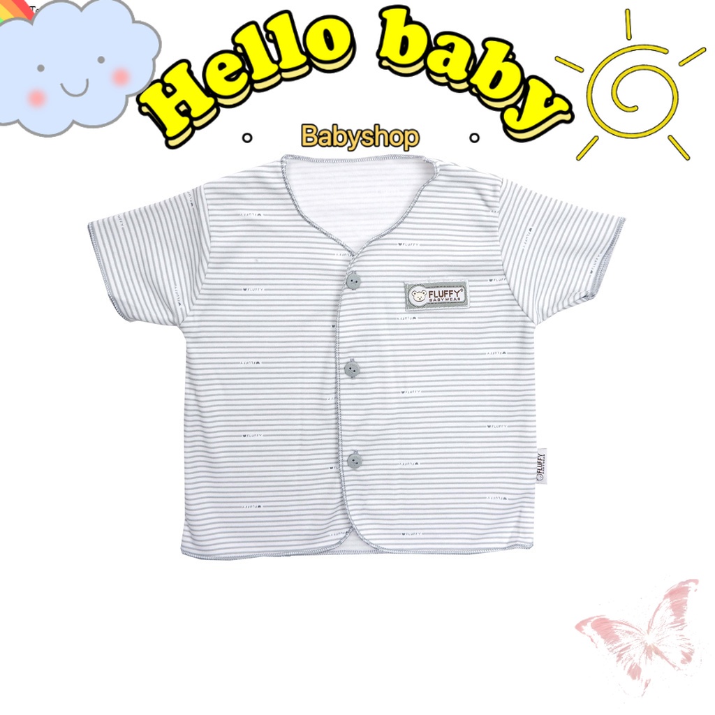 Fluffy Baju Bayi 0 3 bulan Pendek Neci Newborn Abu (Isi 3Pcs) Abu