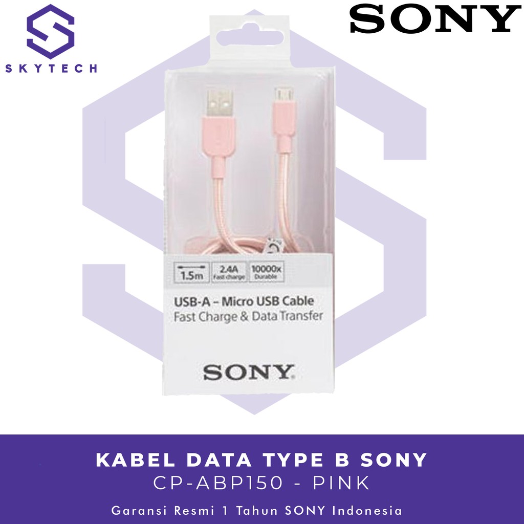 KABEL DATA MICRO USB SONY CP ABP150 PINK ORIGINAL GARANSI RESMI