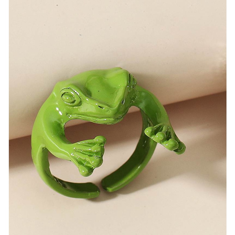 Cincin Jari Adjustable Desain Hewan Katak Untuk Pria Dan Wanita