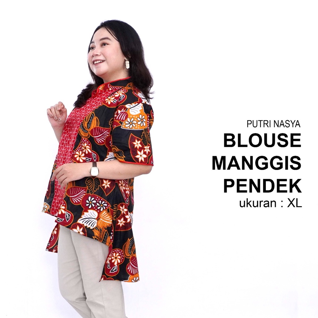 Blouse Big Size LD 140 Wanita Atasan Batik Jumbo L-XL-2L-3L-4L-5L-6L-7L Model Blus Jumbo Kerja Batik / Atasan Big Size Kerja Wanita