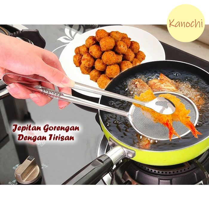 Jepitan Gorengan Dengan Tirisan Minyak Stainless Alat Penggoreng Besi